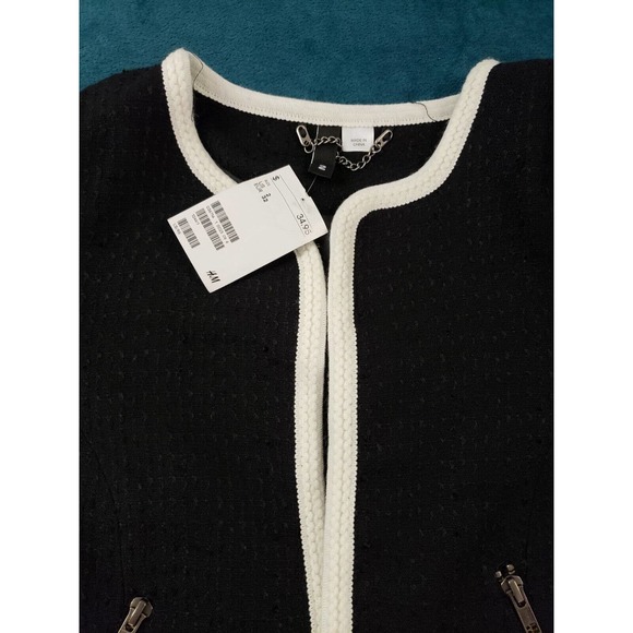 H&M Womens Black Long Sleeve Cardigan Sweater Size 2 Ladies Zipped Pockets NWT - Picture 4 of 8